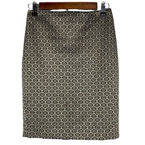 Ann Taylor Petite Gold Jacquard Pencil Skirt
